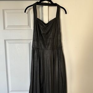 Black leather halter dress